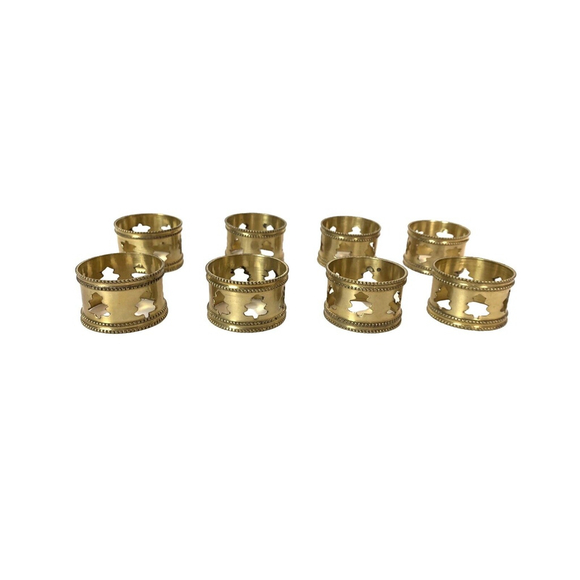 Sold - Vintage Classic Brass Christmas Tree Cut Out Round Napkin Rings Set of 8 - Picture 3 of 12